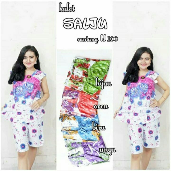 Daster Setelan kulot bali batik / kulot motif bunga / kulot salju / stelan kulot / pakaian kekinian