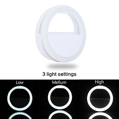 Selfie Ring Light Charge Lampu Selfi Bulat 3 Mode Pencahayaan Rechargeable LED Selfie Circular Ring