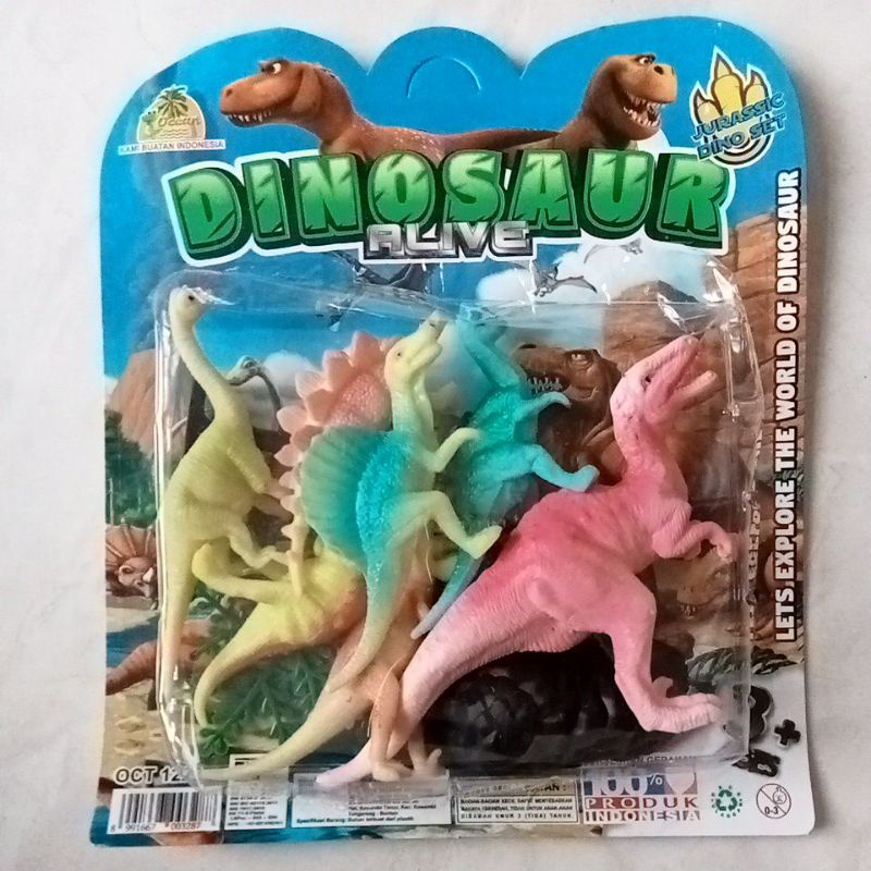 Mainan Miniatur Hewan Animal Dinosaurus karet Dinosaurus Alive isi 7 dan Batu Pohon OCT 1222