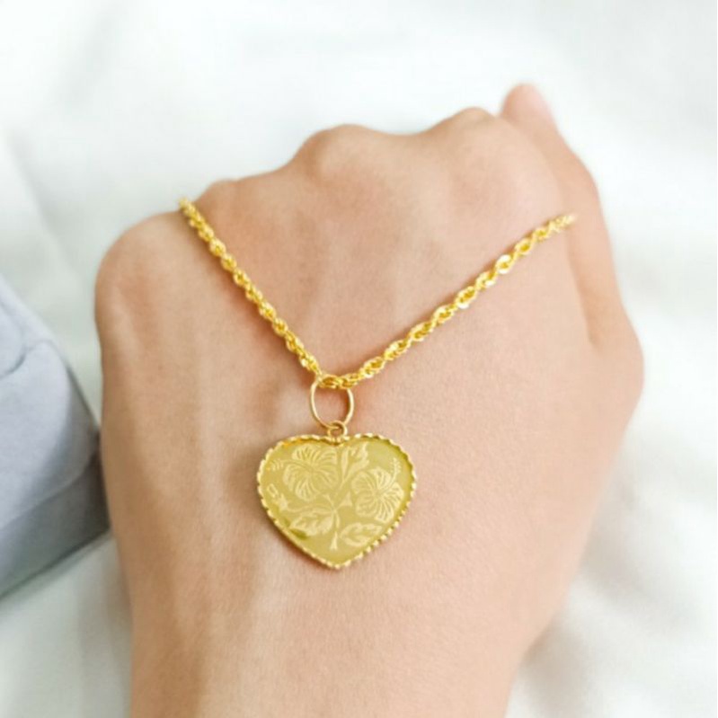 Necklace Hadiah Pacar Kalung Love U Etnik Elegan putih Emas asli Gold
