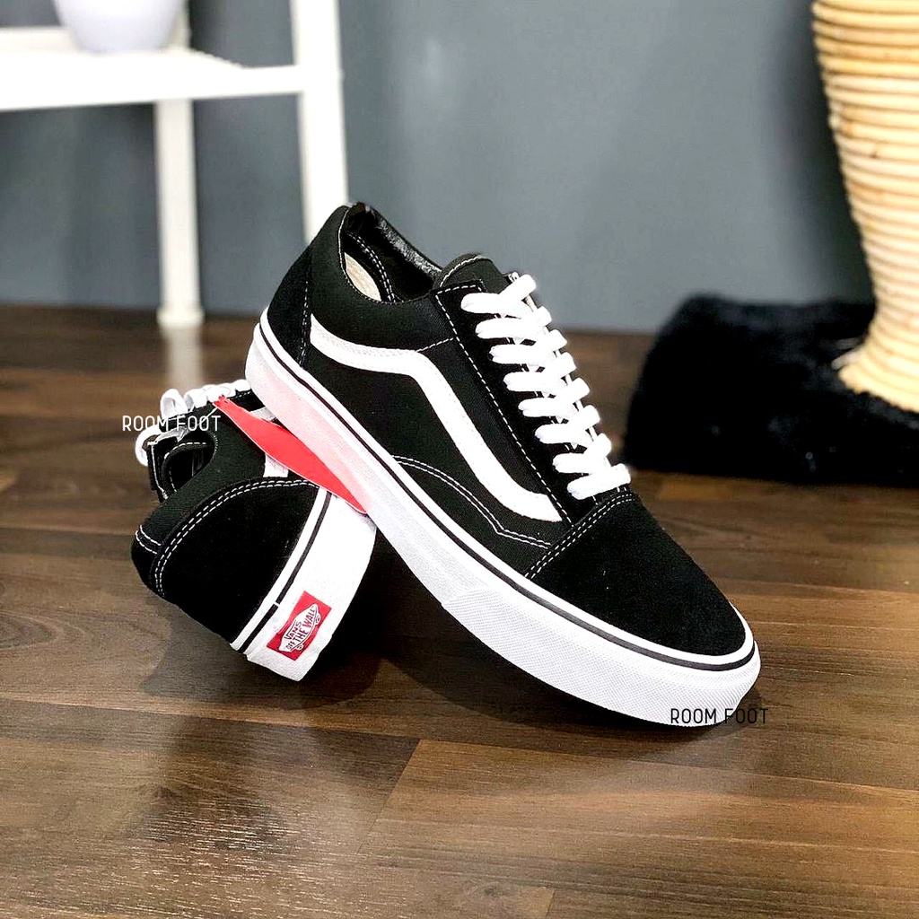 Sepatu Old Skool Classic Black White | Sneakers Oldskool Hitam Putih