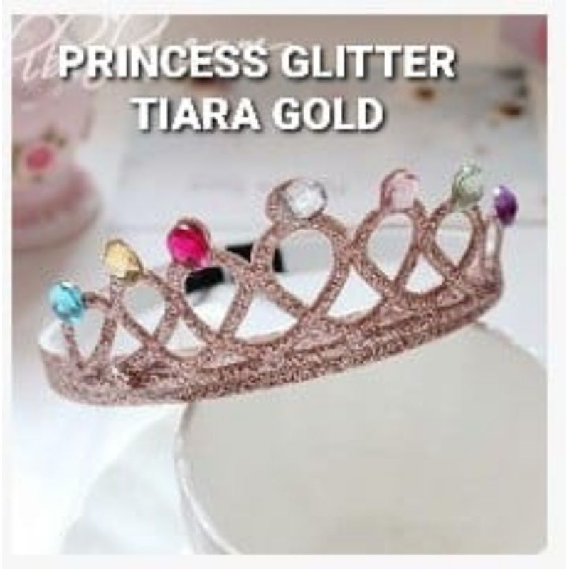 MAHKOTA ANAK PEREMPUAN PRINCESS / BANDO TIARA GLITER PRINCES IMPORT / AKSESORIS KOREA MAINAN