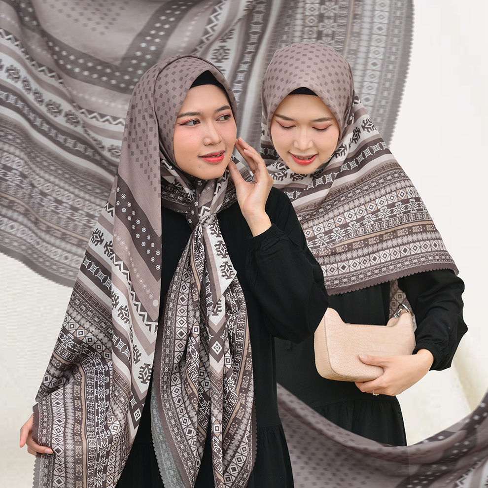 Hijab Jumbo | Kerudung Segi Empat Motif | Jilbab Syar'i Lunara Series