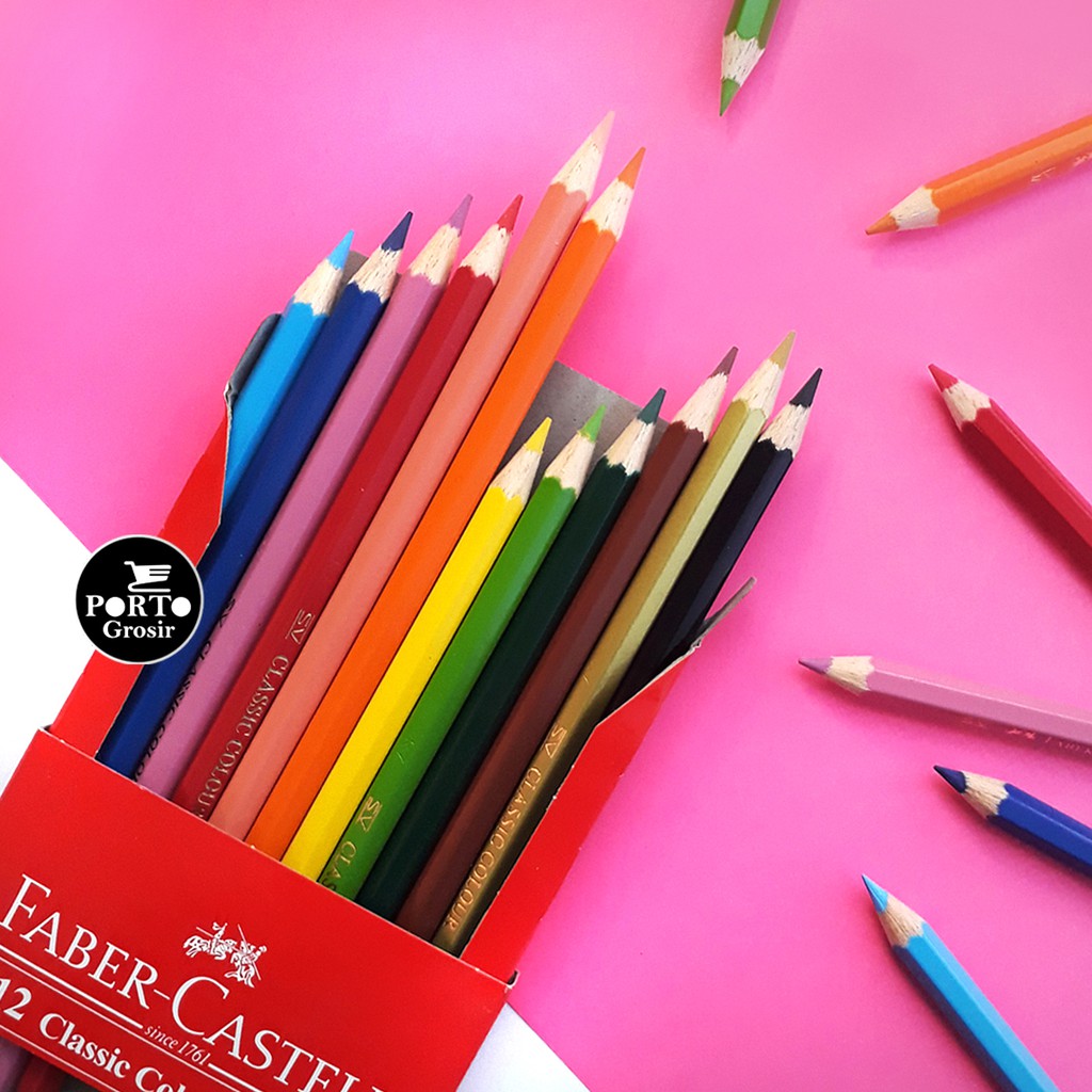 

Faber Castell 12 Long Classic Colour Pencil Pensil Warna Panjang Klasik isi 12 Color Asli