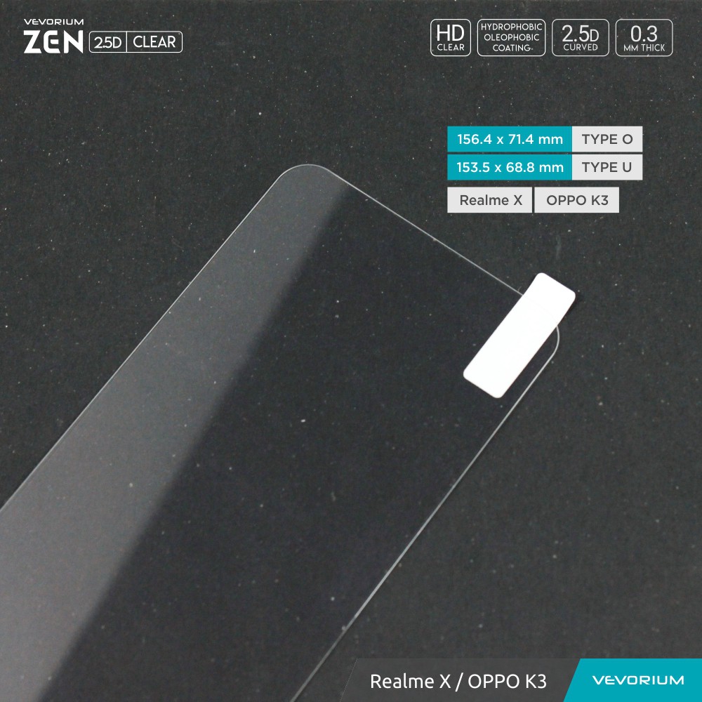 VEVORIUM ZEN 2.5D Clear Realme X Oppo K3 Tempered Glass Anti Gores Kaca Screen Guard