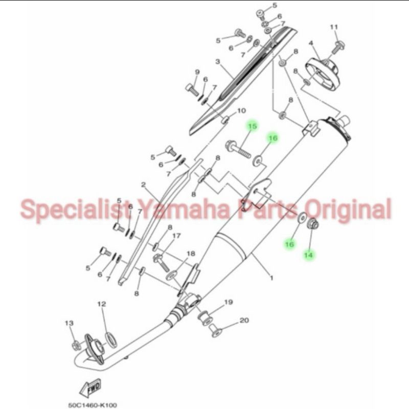 Baut + Ring + Mur Dudukan Knalpot New Jupiter MX Yamaha Original YGP