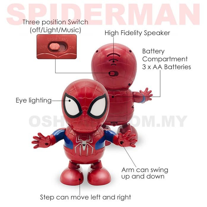 New Trend! MAINAN ANAK ROBOT SPIDERMAN DANCE DANCING MUSIK ROBOT SMART SUPERHERO