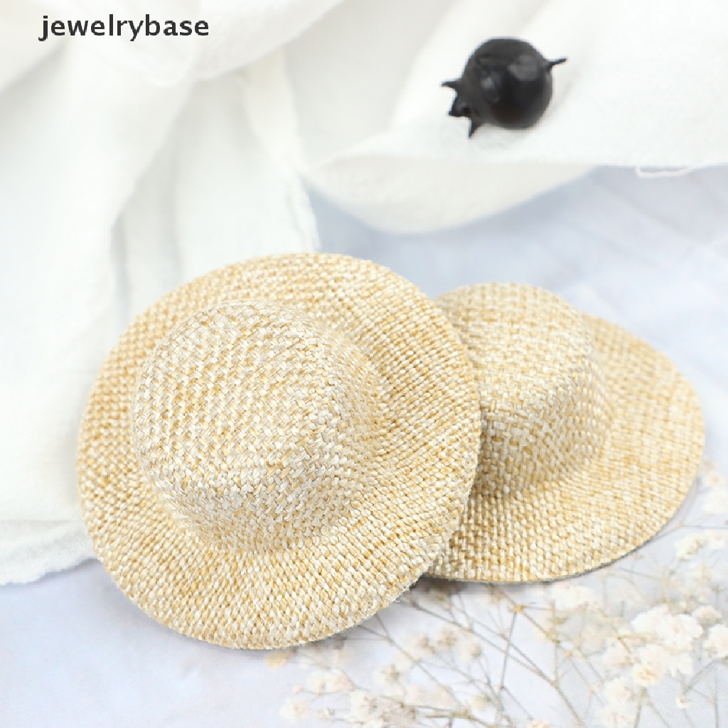 (jewelrybase) 2pcs Miniatur Topi Jerami Untuk Aksesoris Rumah Boneka