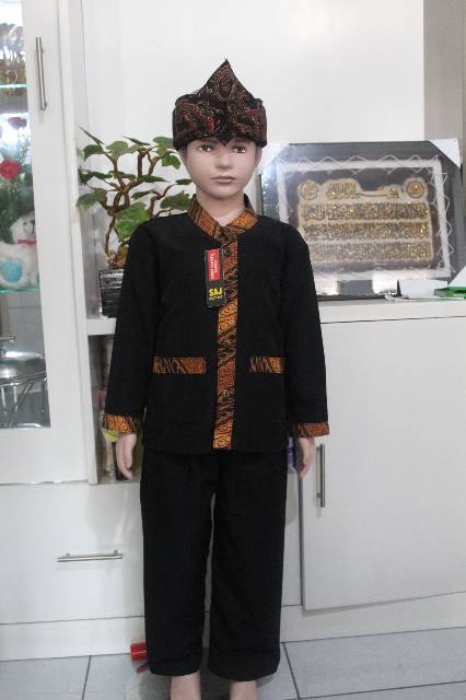 stelan baju celana pangsi silat anak anak batik dan polos tradisional sunda jawa betawi uk 7-10 tahun