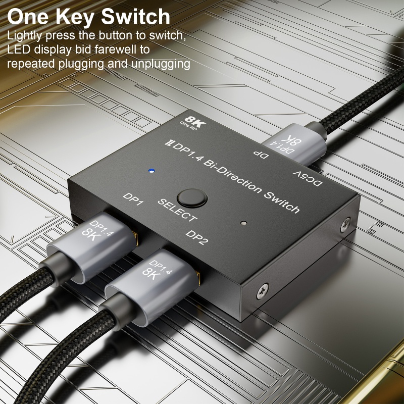 Btsg DisplayPort 8K DP 1.4 Switch Bi-Directional 2in1Out 8K 30Hz 4K 120Hz Splitter Converter Untuk Berbagai Sumber Dan Dis