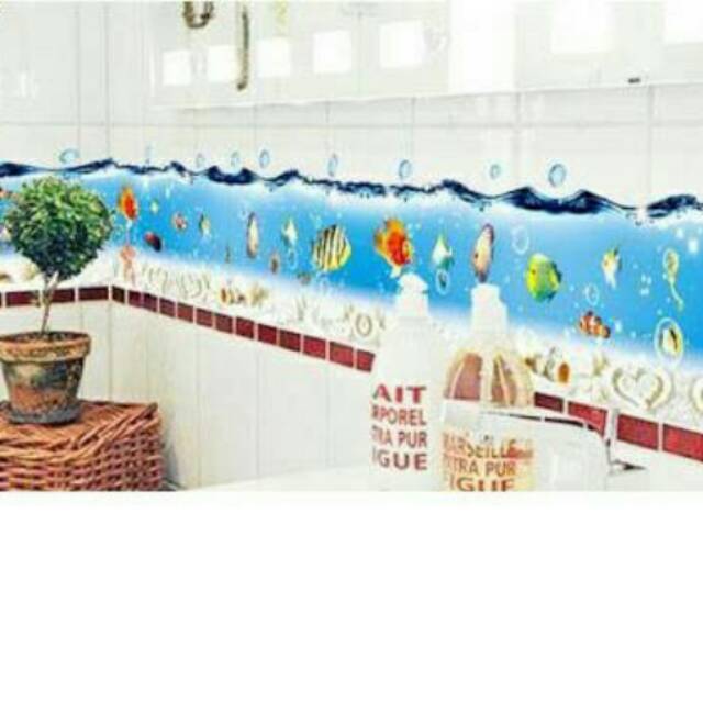 Wall sticker list ikan biru laut border fish