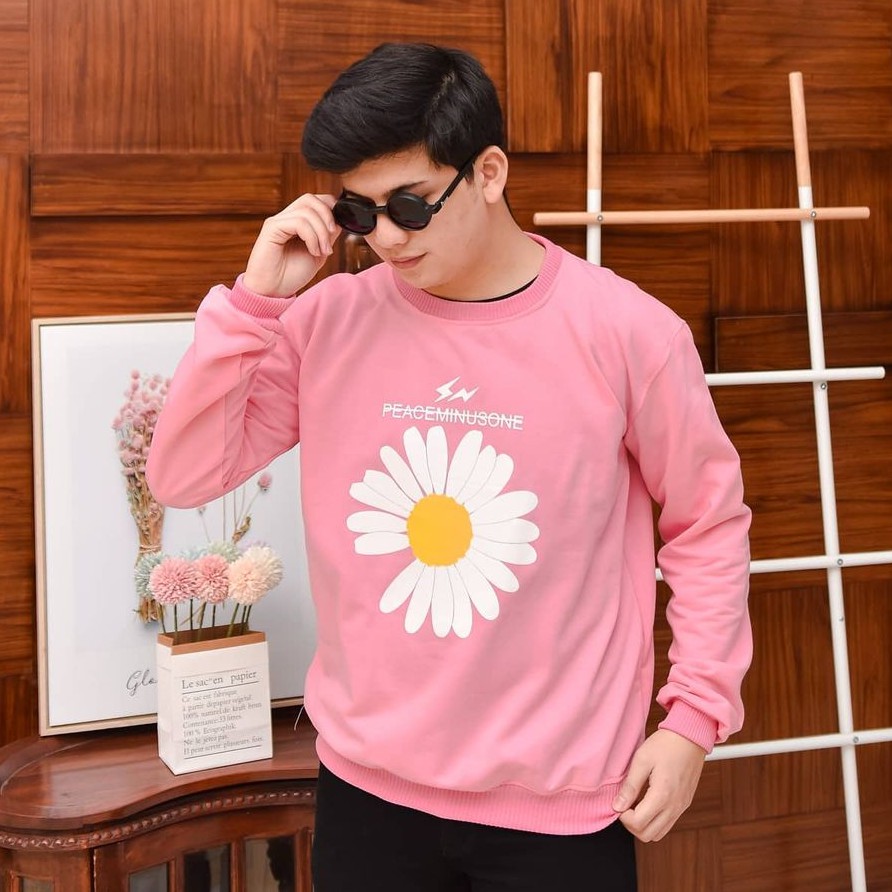 One Daisy Sweatshirt - Sweatshirt Pria dan Wanita-Pink