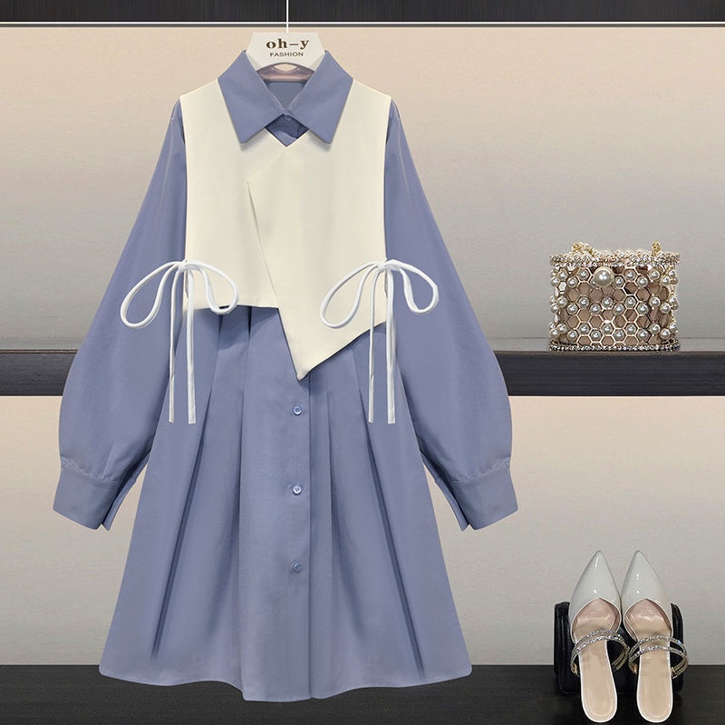 Setelan wanita versi Korea dari kemeja + rompi dua potong baru