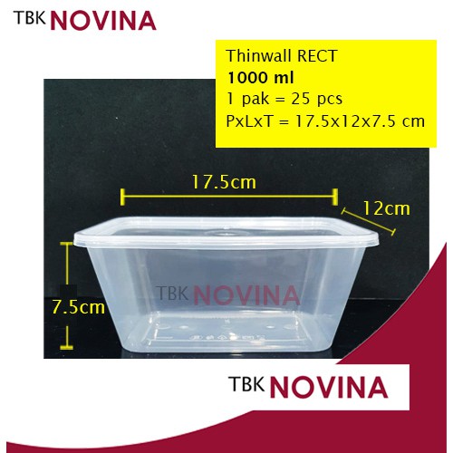 [25PCS] Thinwall 1000ml Kotak Per Pack Rectangle Food Container Kotak Makan Plastik Murah