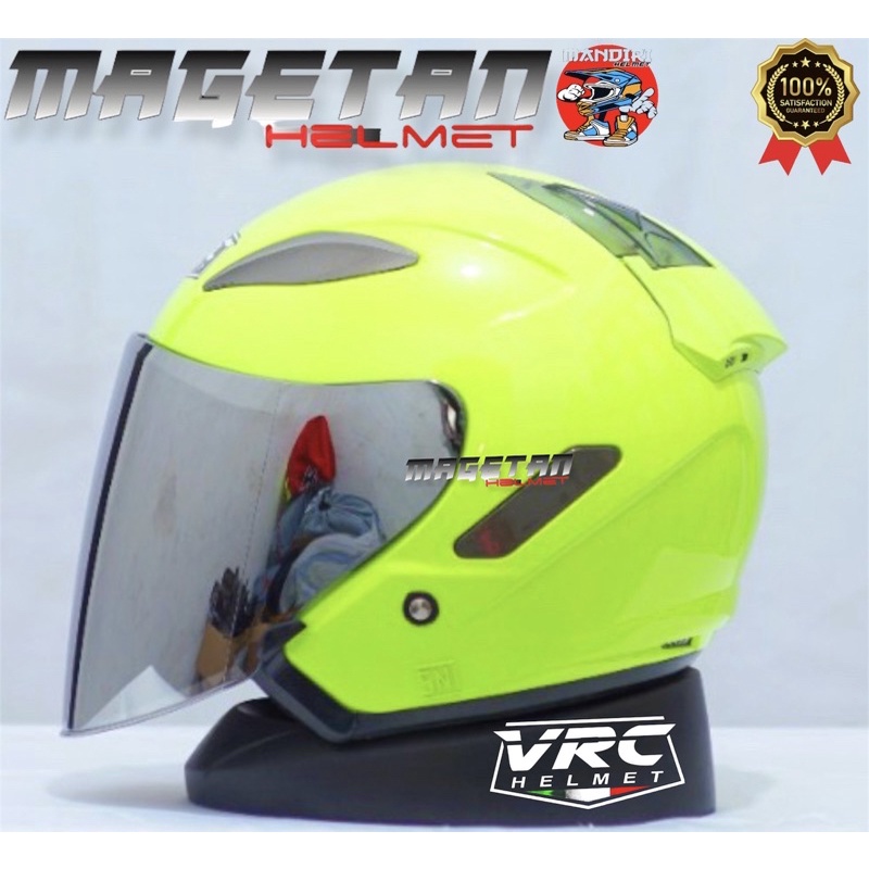 HELM CENTRO VRC SOLID/POLOS (paket ganteng spoiler kaca flat venom iridium)-yellow stb tnp spoil
