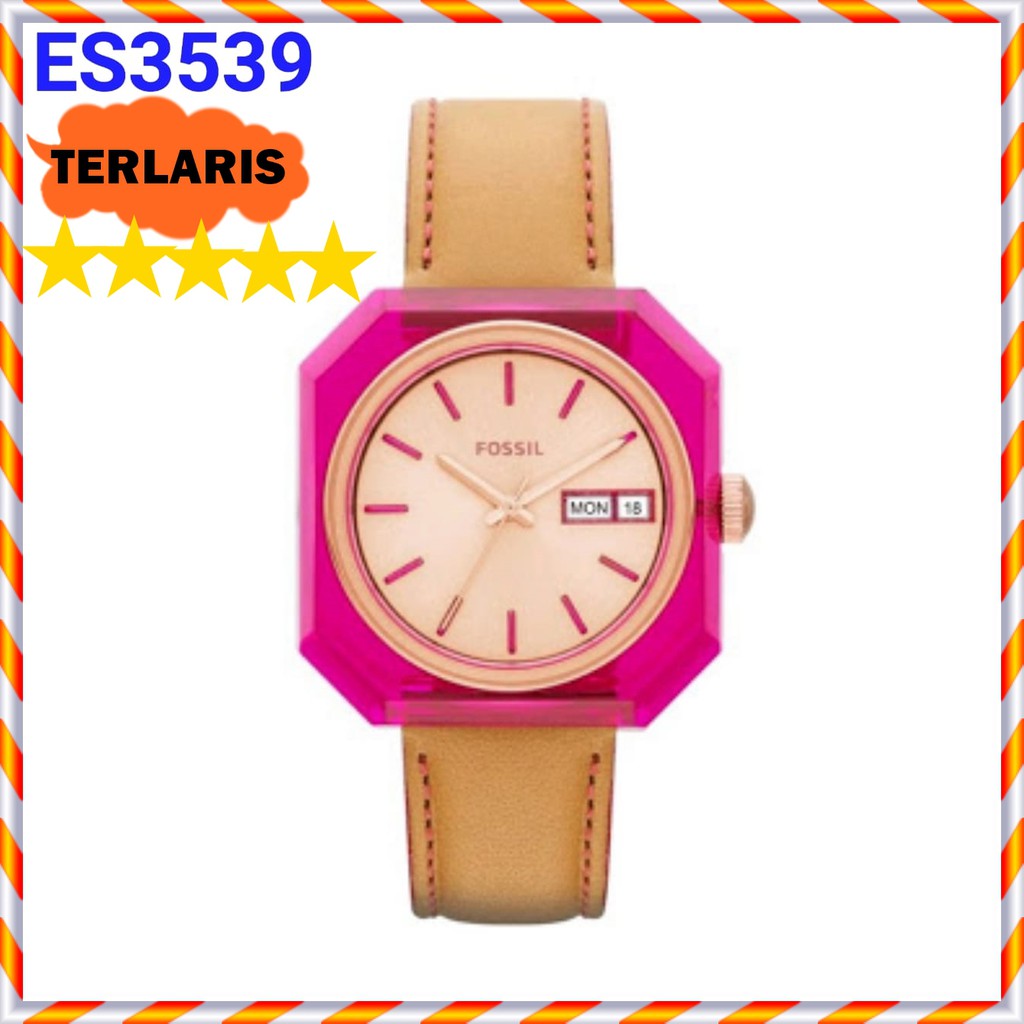 terlaris FOSSIL ES 3539 Original, baterai, strap leather, 35×35mm