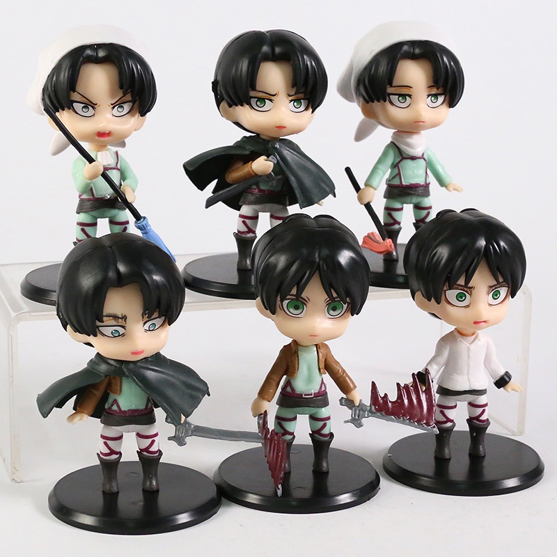 Figure Attack on Titan Eren Yeager Levi Ackerman set 6 pcs