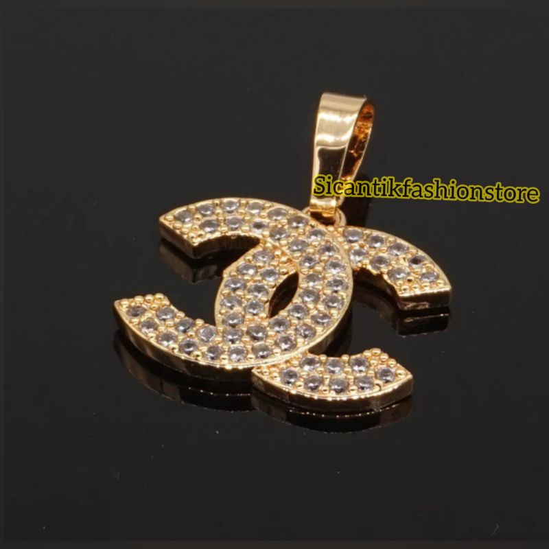 Liontin Chanell Titanium Gold Fashion wanita terlaris anti Karat liontin Chanell Gold permata mewah