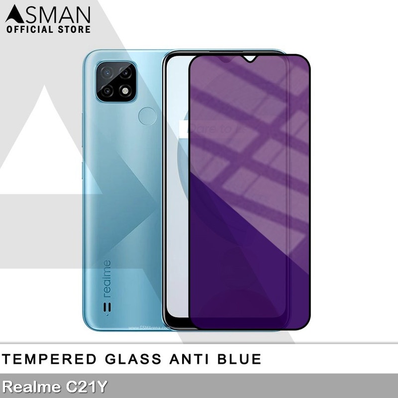 Tempered Glass Blue Light Full Lem Realme C21Y Anti Radiasi