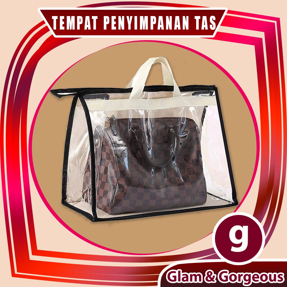 Tempat Penyimpanan Tas Gantung Anti Debu Totebag Transparant Multifungsi HBO002