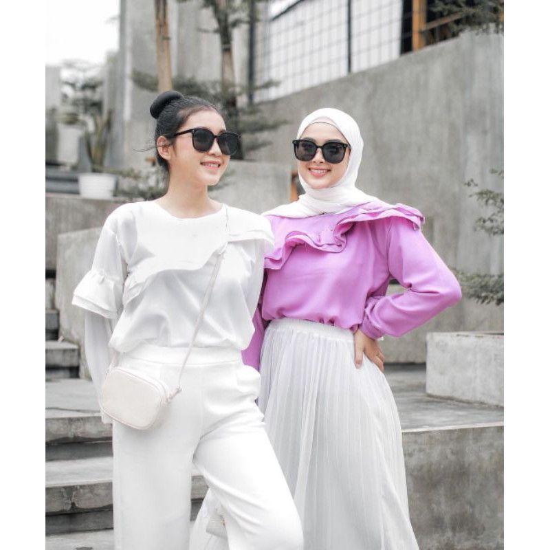 Aura Blouse Ori Moscrepe Blouse Wanita