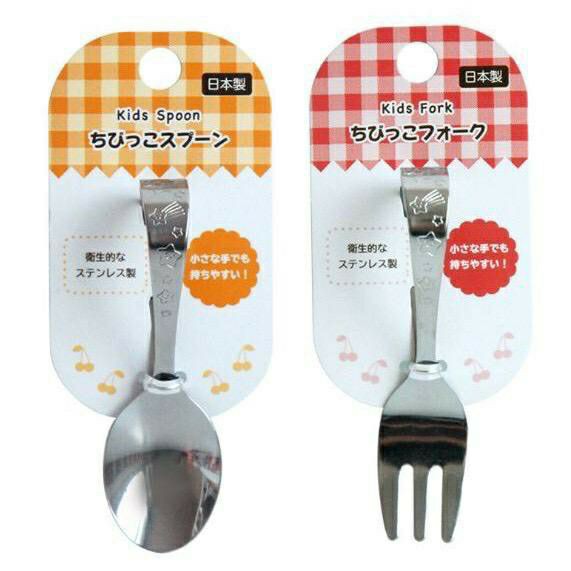 Made in Japan Training Spoon Fork Round Baby Blw Sendok Makan Anak Belajar Stainless Steel Toddler Kecil