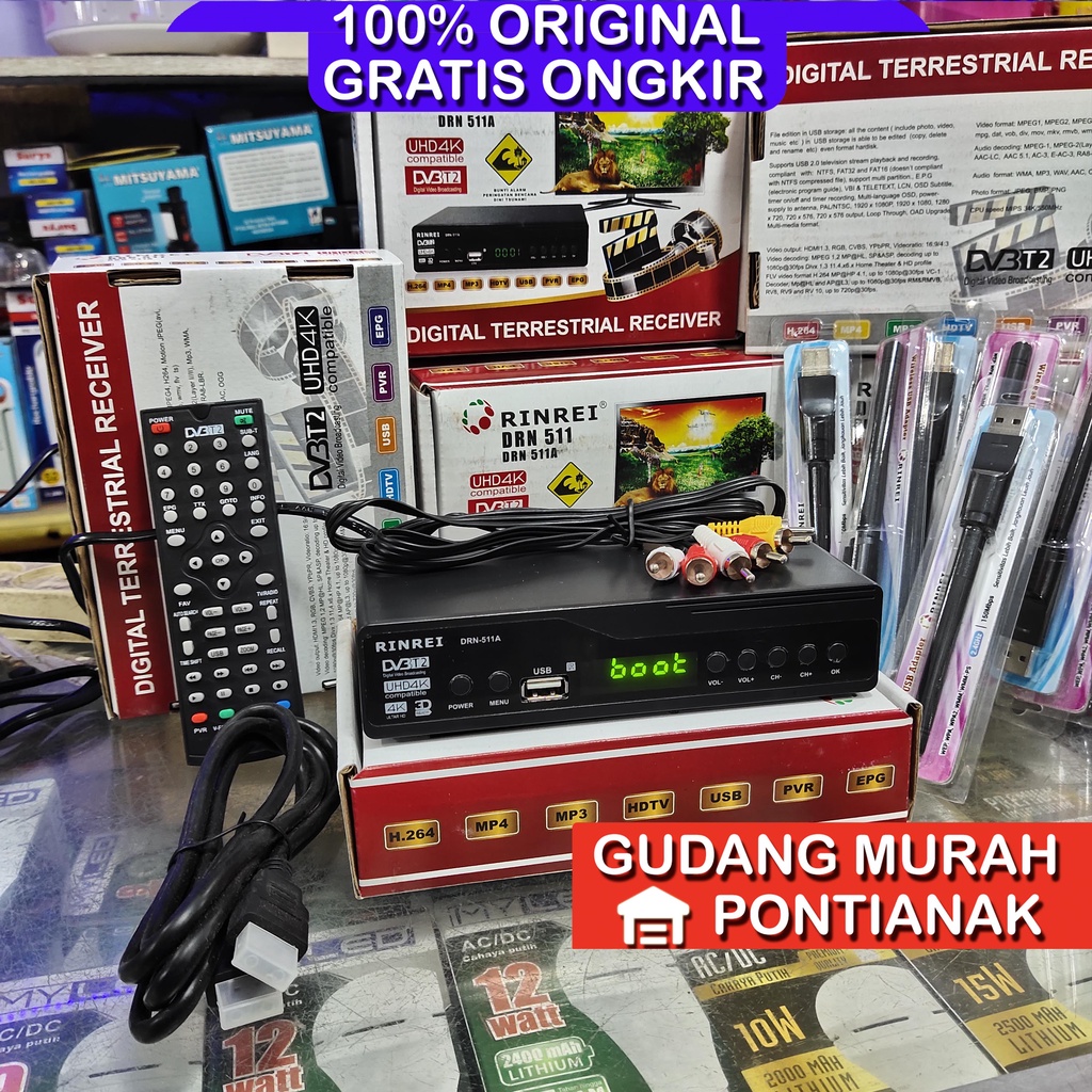 STB Set Top Box TV 4K ULTRA HD Receiver Digital STB Rinrei Support Wifi Dongle Bisa Nonton Youtube