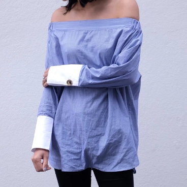 Hello Parry Charmayne Gold Button Off Shoulder Shirt