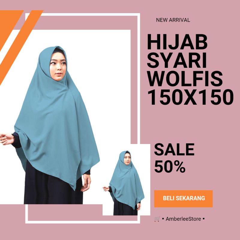 Kerudung Segi Empat Jumbo Wolfis 150x150 Biru Wardah Hijab Syari Wolfis Terlaris