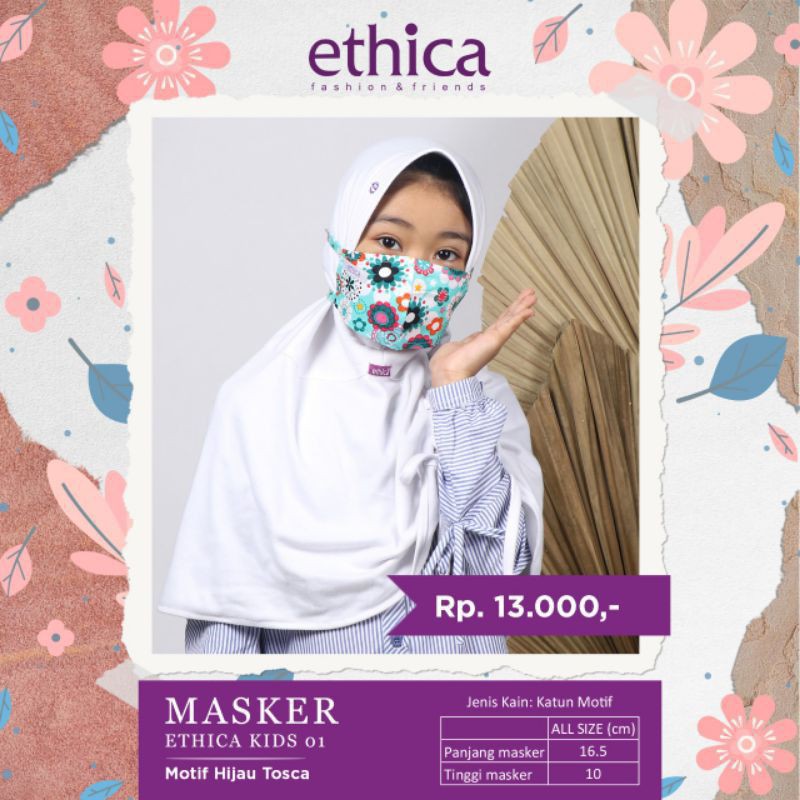 Masker Ethica Kids Anak 01 Motif Merah Hijau Tosca Maroon
