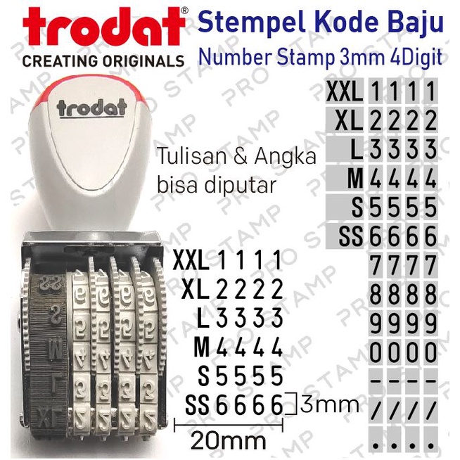 

Stempel Kode Label Baju / Angka 3mm 4 Digit