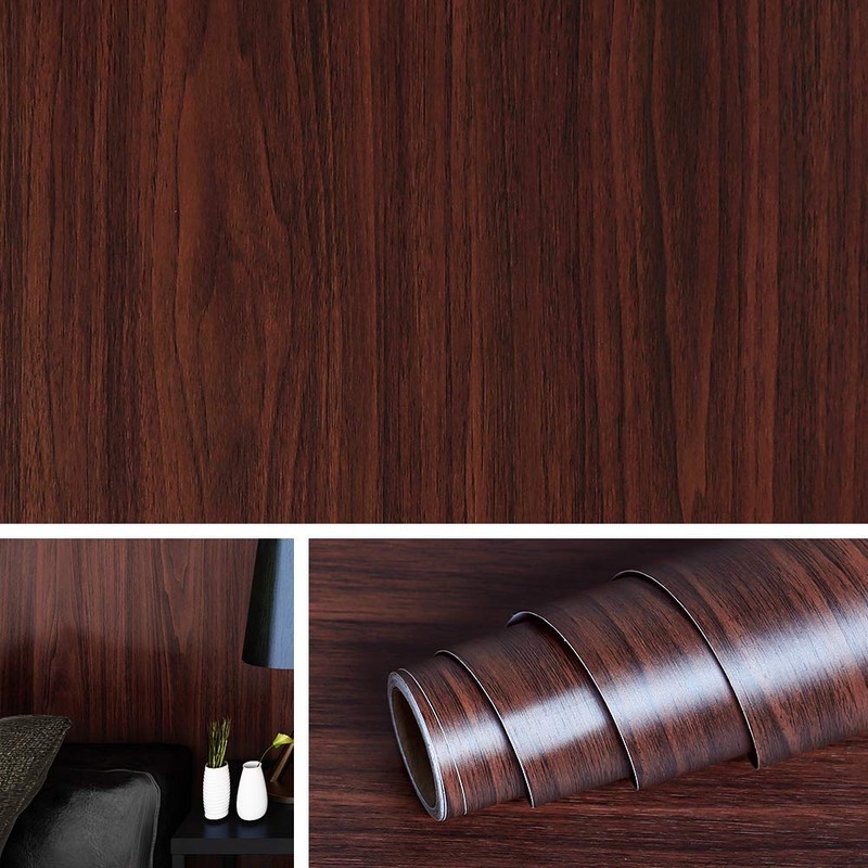 WALLPAPER DINDING STICKER CORAK KAYU COKLAT GH 052