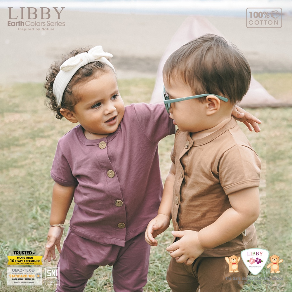 Libby Earth Rocco Set Lengan Pendek Celana Panjang (1stel/pack) / Set Baju Lengan Pendek Celana Panjang (Tersedia varian ukuran dan warna)