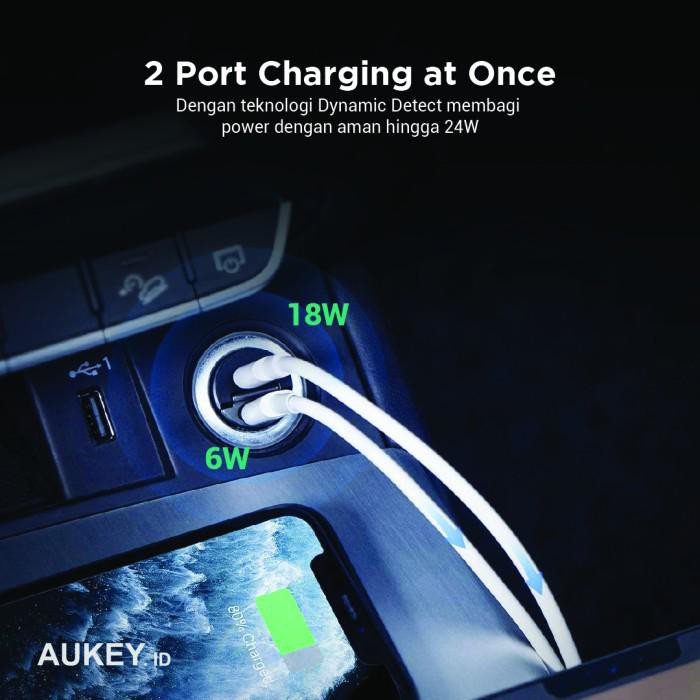 Aukey Car Charger 2 Port Type C 30w PD &amp; QC - 500593 / 500838