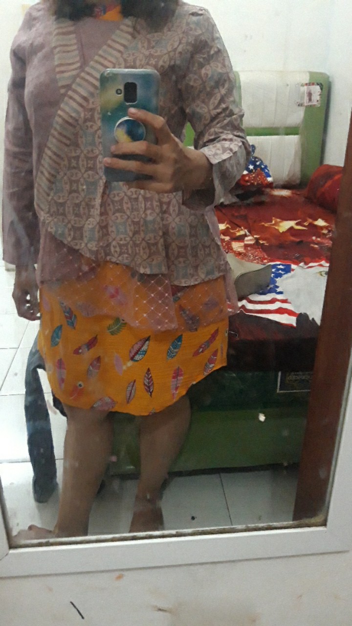 Atasan Batik Wp 141 Ungu Blouse Wanita Kerja Modern