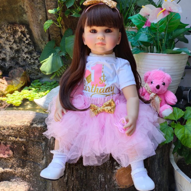 Boneka Reborn Baby Cewek Premium 60 cm Cantik Ulang Tahun
