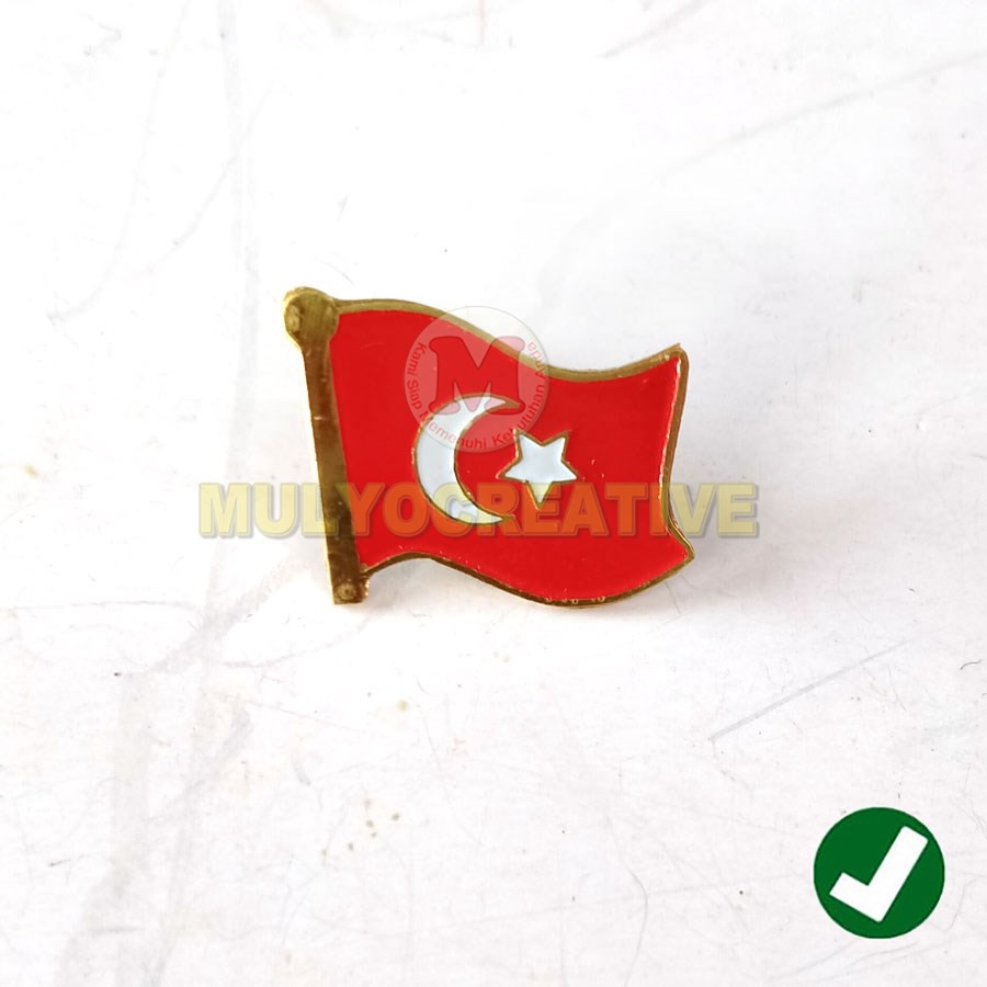 Pin Bros Bendera Negara Turki Flag Pin Turki Bahan Logam Kuningan