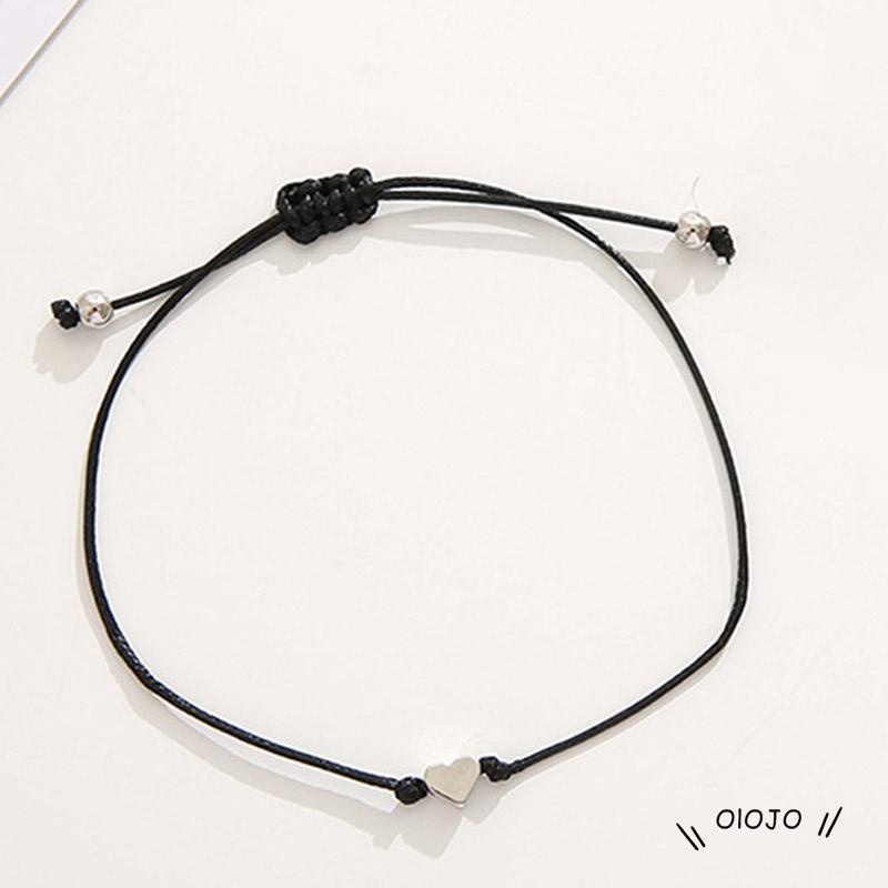 【COD】2pcs Gelang Tangan Pasangan / Pria / Wanita Desain Hati Warna Hitam / Putih