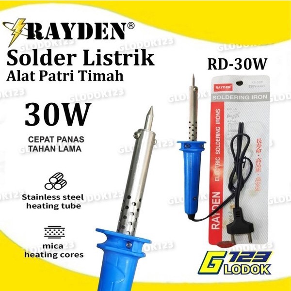 Solder Tangan Listrik Kayu Alat Patri Timah Soldering Iron 30W 40W 60W