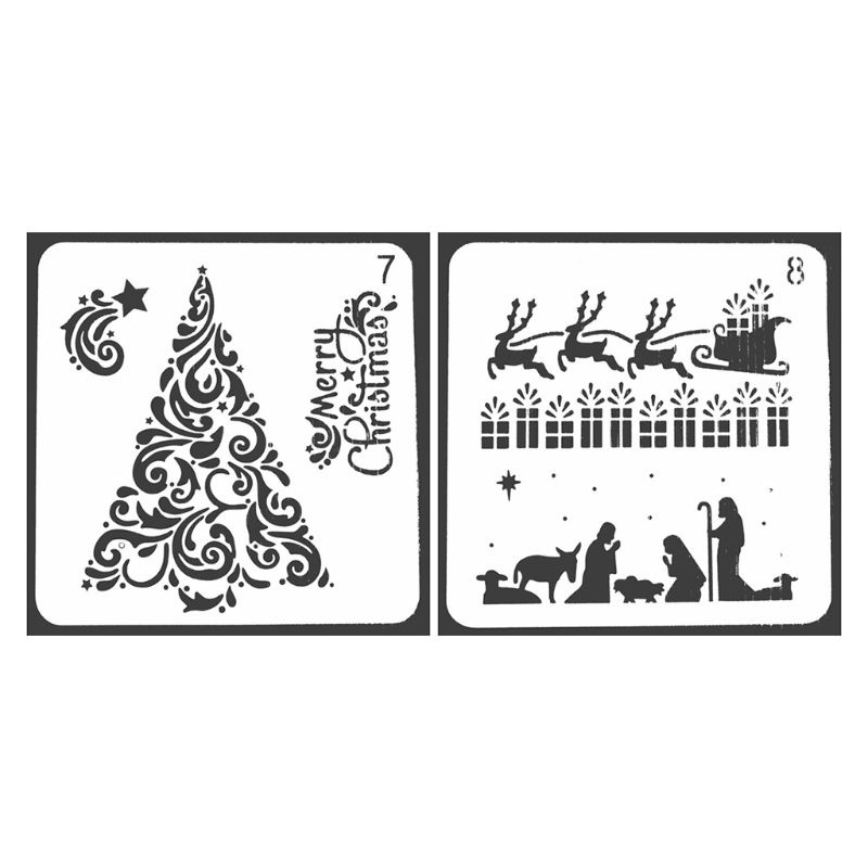 Zzz 8pcs / Set Cetakan Gambar Tema Natal Untuk Membuat Kartu / Buku Catatan / Diary