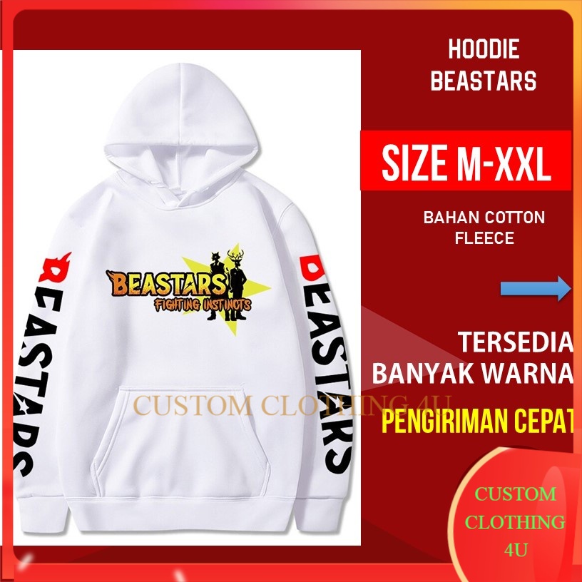 Hoodie Putih Beastars Fighting Instincts  Switer Hoodie Pria  Sweter Cowok Baju Hangat Laki Laki