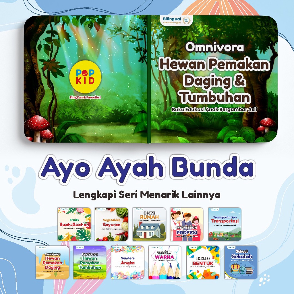 PAKET 6 PCS BUKU MINI BOOK PENGENALAN PENGETAHUAN BILINGUAL ANIMASI EDUKASI ANAK BAYI PAUD