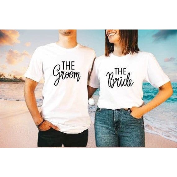 MYSTIQUE.ID-BAJU KAOS COUPLE THE GROOM&amp;THE BRIDE T-SHIRT LUCU DAN AESTHETIC