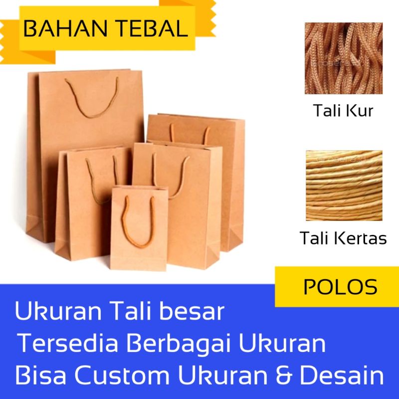 

Paper Bag Tas Kertas Coklat Polos Custom Bahan Kraft Tebal Aneka Ukuran Sovenir Kado Wedding