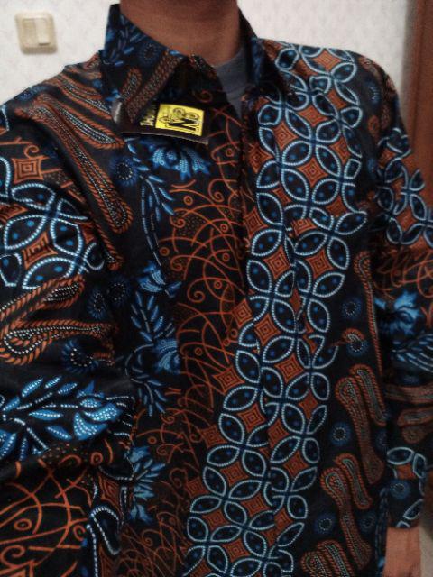 M L Xl Xxl Xxxl Kemeja Batik Baju Batik Pria Lengan Panjang Sogan Seno Kawung Manda Hits