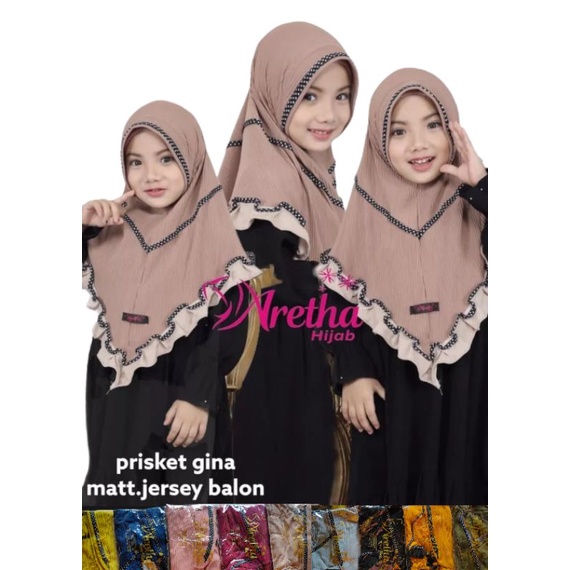 jilbab instan anak plisket/Rempel plisket/jilbab anak ORI aretha