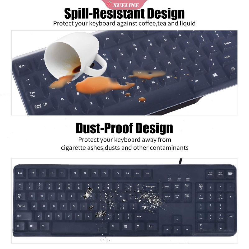 Cover Keyboard Universal Bahan Silikon Transparan Tahan Air Dan Debu Untuk PC Komputer Desktop