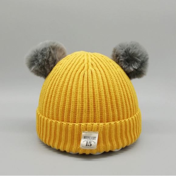 Topi Rajut Pompom Bulu Anak / Topi Kupluk Wool Rajut Hangat Bayi / Anak Unisex