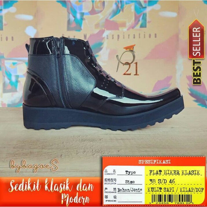 SEPATU PRIA / FLAT HIKER KLASIK / SEPATU POLRI / SEPATU DINAS / P21