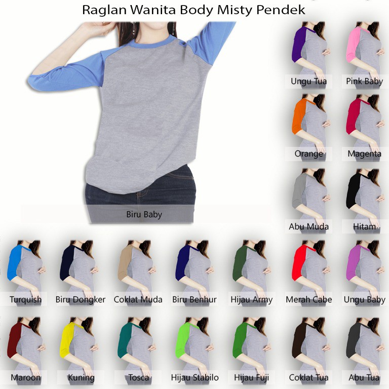 Raglan Wanita Body Misty Lengan 3/4